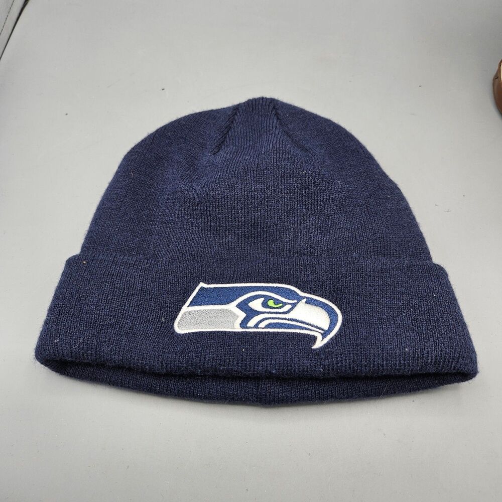 NFL Team Seattle Seahawks Cuffed Beanie Navy Blue Winter Knit Hat